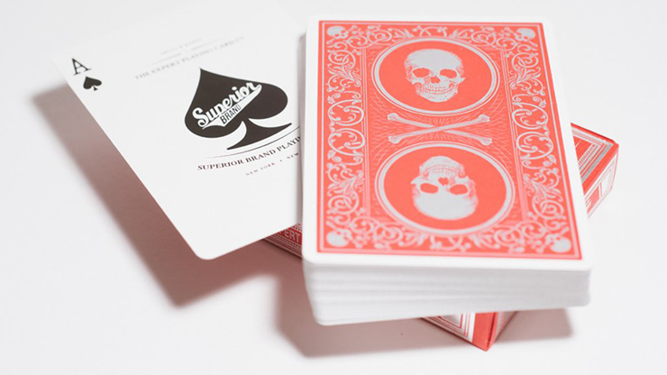 Superior Skull & Bones V2 (Red/Silver) Playing Cards by Expert Playing Card Co.