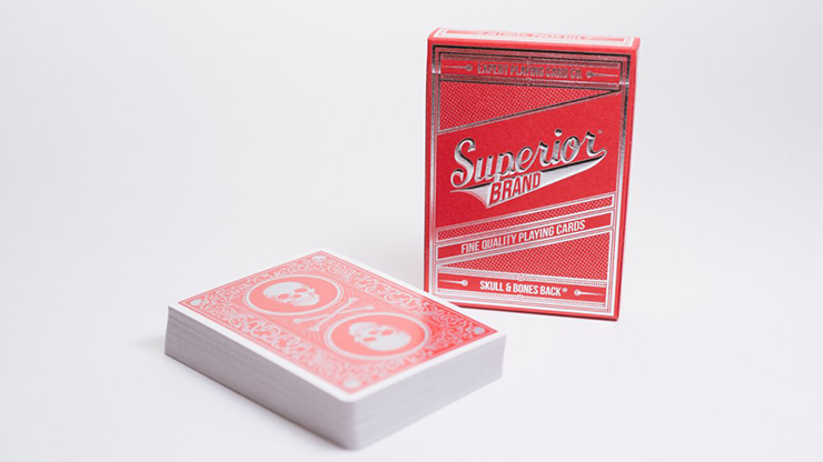 Superior Skull & Bones V2 (Red/Silver) Playing Cards by Expert Playing Card Co.