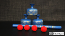 Indian Street Cups with Wand (Hand painted blue) by Mr. Magic - Trick