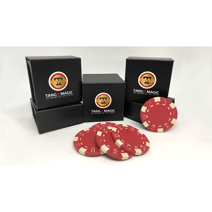 Expanded Shell Poker Chip Red plus 4 Regular Chips (PK001R) by Tango magic Trick