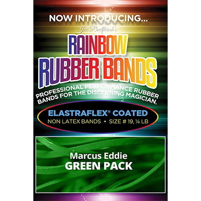 Joe Rindfleischs Rainbow Rubber Bands (Marcus Eddie Green Pack ) by Joe Rindfleisch Trick