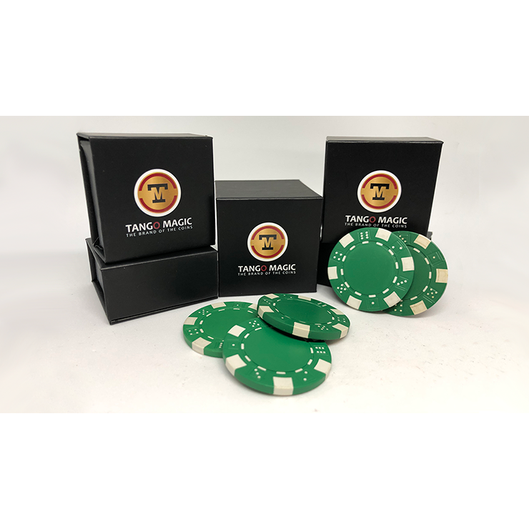 TUC Poker Chip Green plus 3 regular chips (PK002G) by Tango Magic Trick
