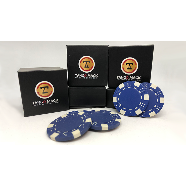 TUC Poker Chip Blue plus 3 regular chips (PK002B) by Tango Magic - Trick