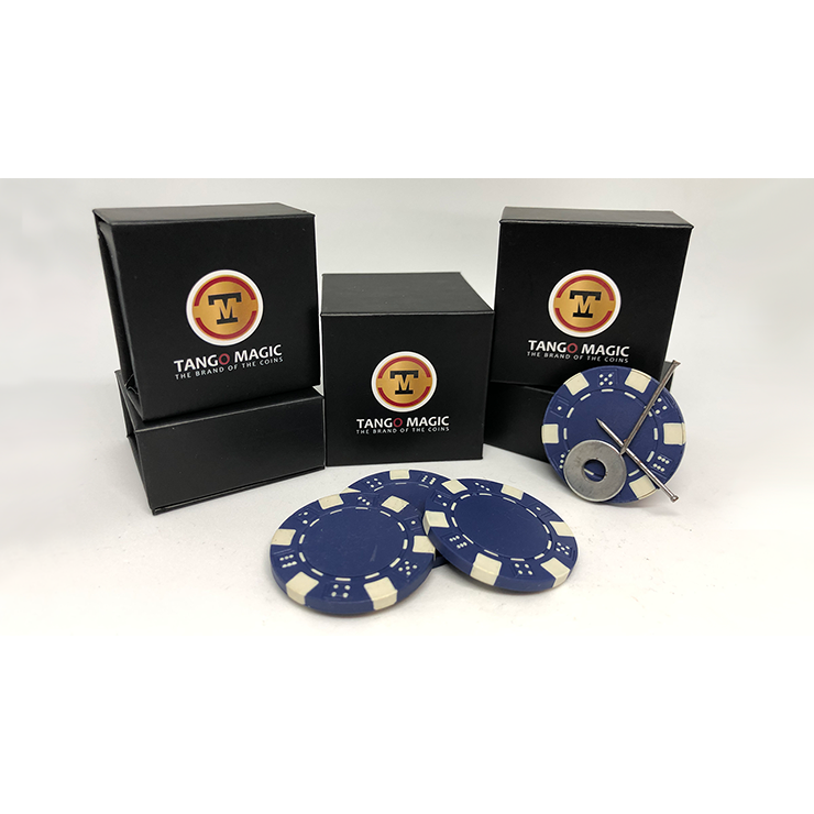 Magnetic Poker Chip Blue plus 3 regular chips (PK003B) by Tango Magic Trick