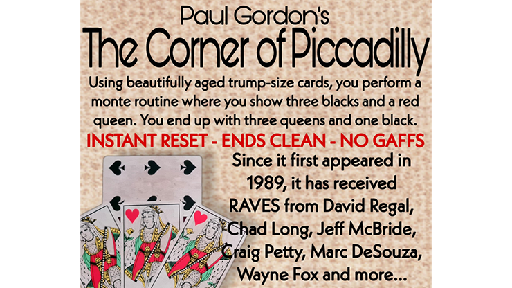 The Corner of Piccadilly (Tarot Size plus online instruction) by Paul Gordon Trick