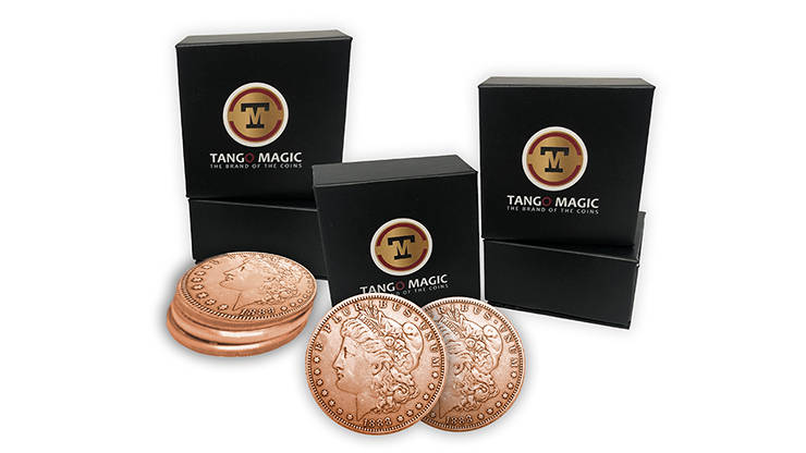 Copper Morgan TUC plus 3 Regular Coins (Gimmicks and Online Instructions) by Tango Magic Trick