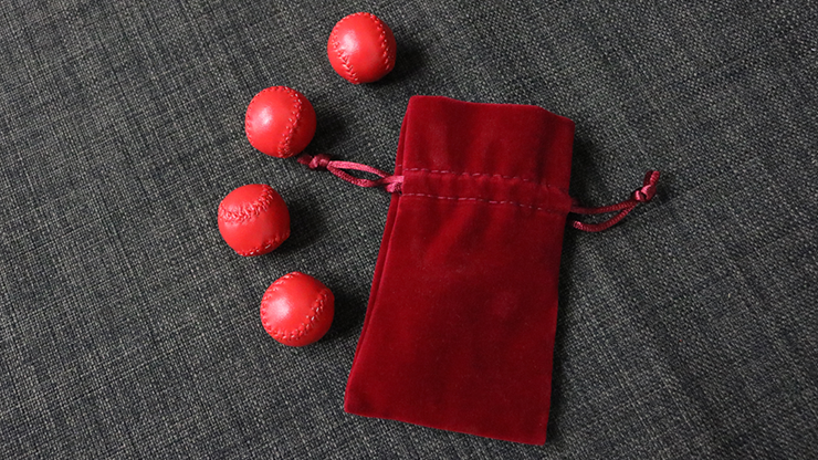 Set of 4 Leather Balls for Cups and Balls (Red and Red) by Leo Smetsers Trick