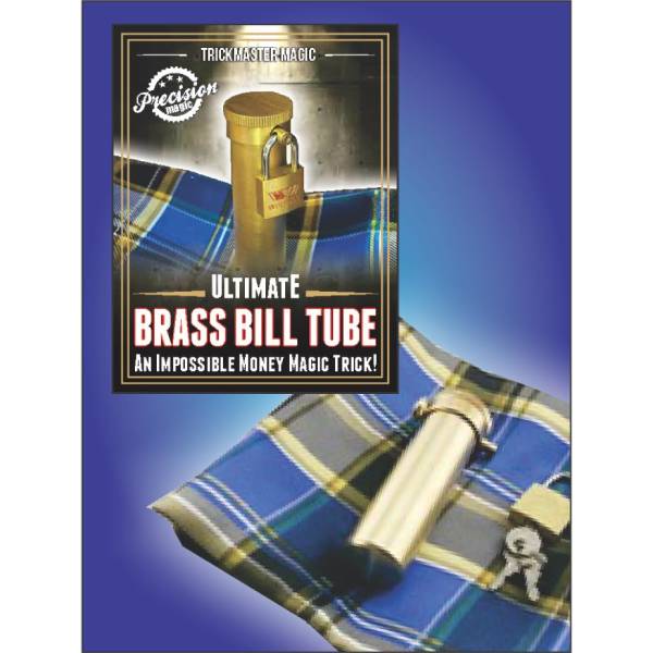 Ultimate Bill Tube with Vanishing Hanky Brass by Trickmaster
