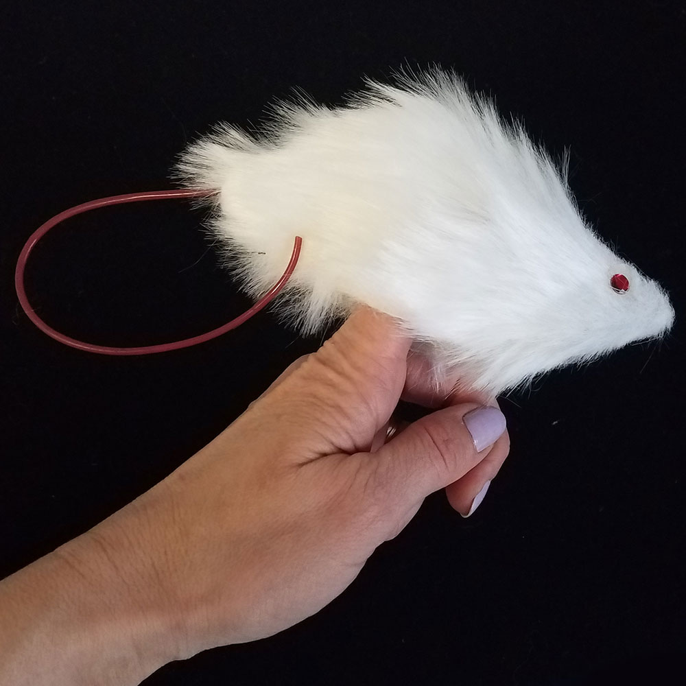 White Furry Mouse Finger Puppet