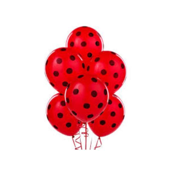 Red with Black Polka Dot Balloons 5 inch