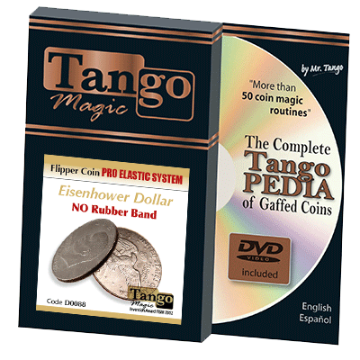 Flipper Coin Pro Elastic System (One Dollar DVD w/Gimmick)(D0088) by Tango Trick