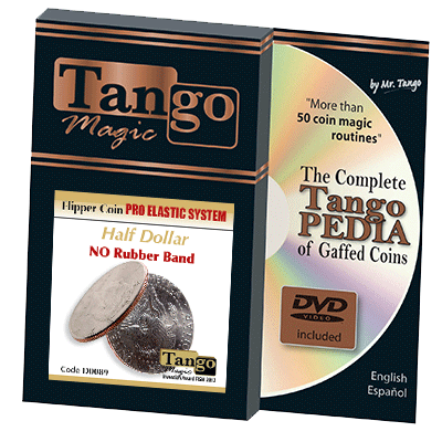 Flipper Coin Pro Elastic System (Half Dollar DVD w/Gimmick)(D0089) by Tango Trick