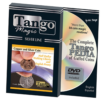 Tango Silver Line Copper and Silver Walking Liberty/English Penny (w/DVD) (D0120) by Tango Trick