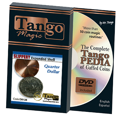 Slippery Shell Quarter (w/DVD)(D0128) by Tango Magic Tricks